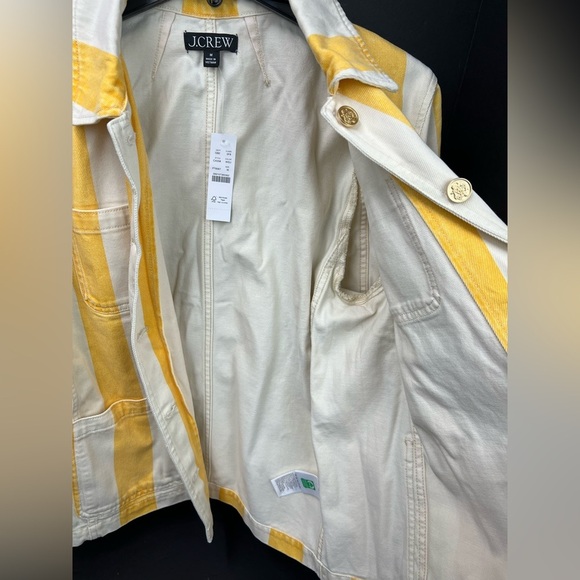 J. Crew Denim chore jacket in stripe Yellow  White Striped, trendy and sold out - Picture 8 of 8